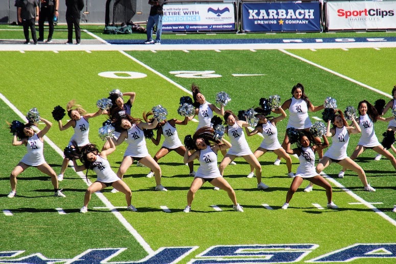 Rice University cheerleaders kept the crowd’s energy level high well into overtime Oct. 30.