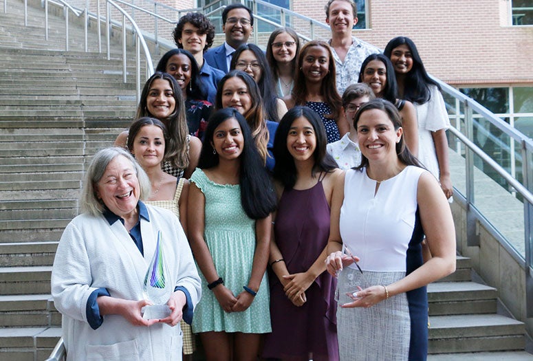 Virginia Sall and Dr. Tara Barry with Rice global health technologies students May 6
