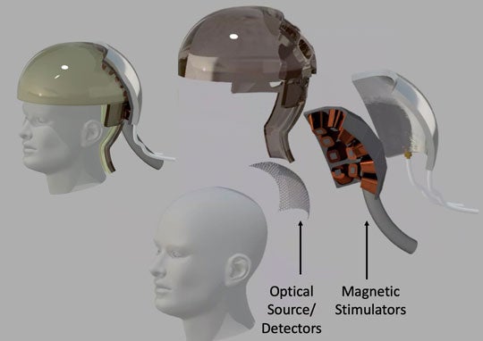 illustration of headset technology for brain-to-brain communication