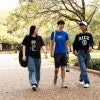 Rice students walk on campus