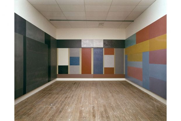 David Novros, Detail of right wall from Untitled, 1973–75, oil on canvas. The Menil Collection, Houston, Partial gift of David Novros with funds provided by the Pinewood Foundation, 1989-01 DJ