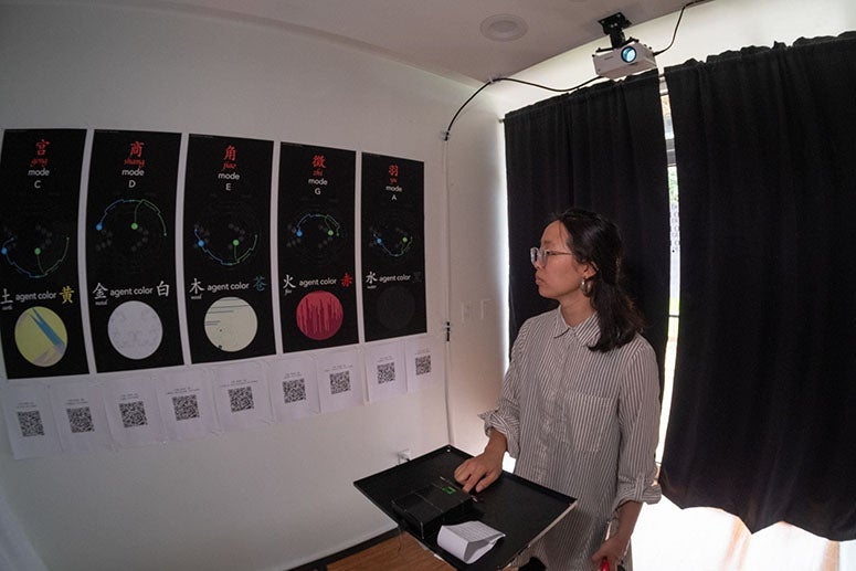 Lan Li's medical humanities workshop and coding crash course created a pulse-inspired art exhibition at Rice’s Solar Studios