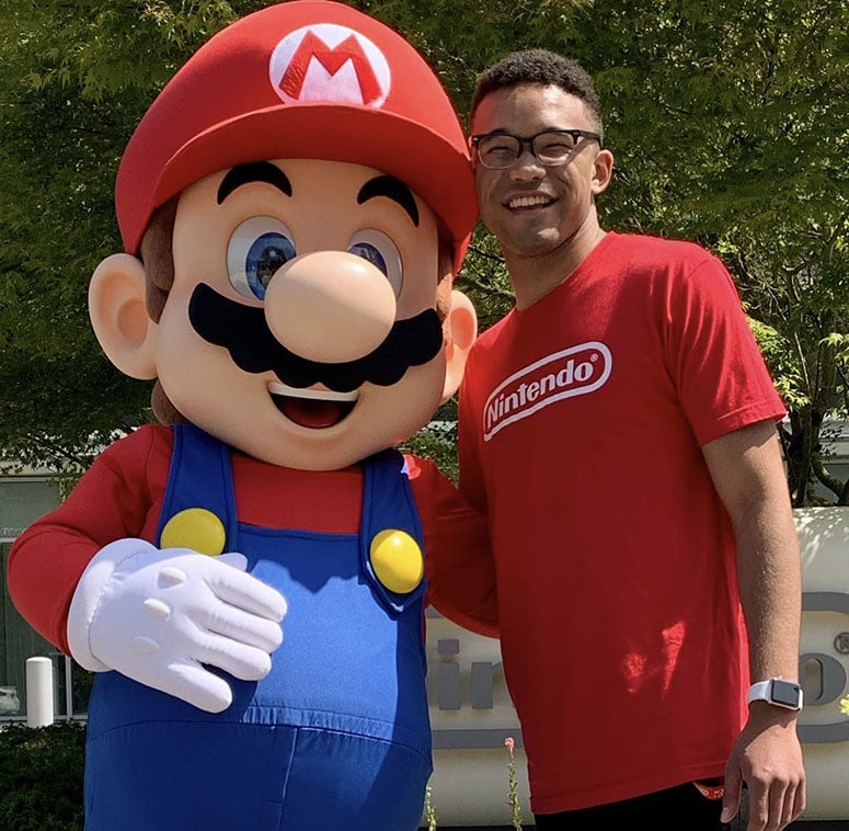Jaylen Carr at his internship with Nintendo