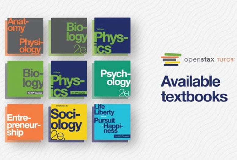 Available Textbooks Graphic showing subjects in Biology, Physics, Psychology etc. 