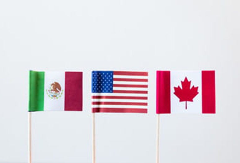 US, Mexico, Canada miniature flags