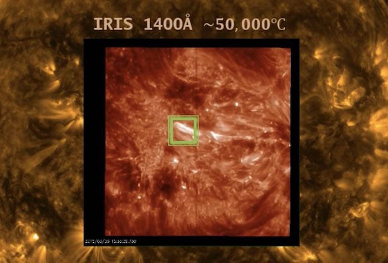 Images of the sun captured by the IRIS mission show new details of how low-lying loops of plasma are energized and may also reveal how the hot corona is created. (Credit: Rice University/NASA)