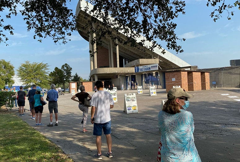 Rice Stadium is serving as a polling location for Harris County residents.