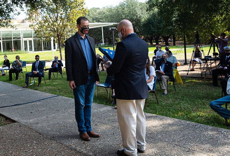 The 18th annual Veterans Day ceremony Nov. 11 honored three veterans and one active-duty service member among the Rice community.