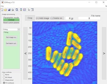 Rice University scientists have created an open-source algorithm, SEMseg, that simplifies nanoparticle analysis using scanning electron microscope images. Courtesy of the Landes Research Group