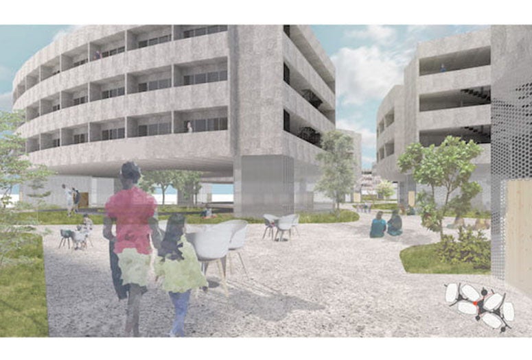 A rendering of the dormitory design.