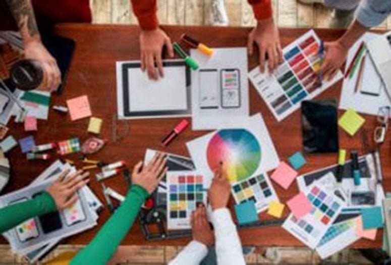 Group working on a color pallatte 