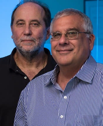 José Onuchic, left, and Peter Wolynes, co-directors of the Center for Theoretical Biological Physics at Rice University. Photo by Jeff Fitlow