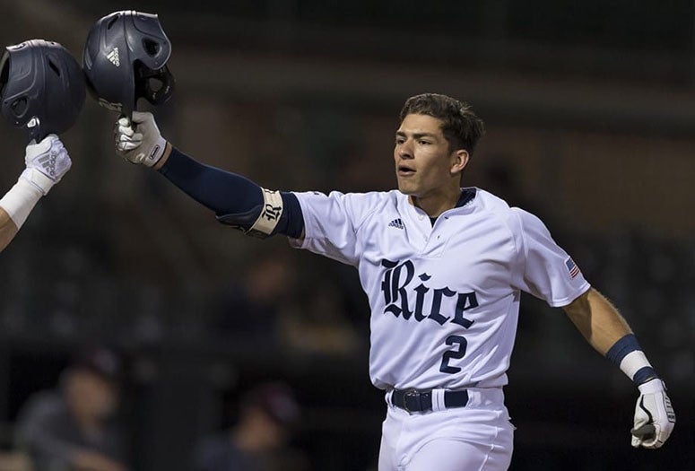 Trei Cruz celebrating after a play 