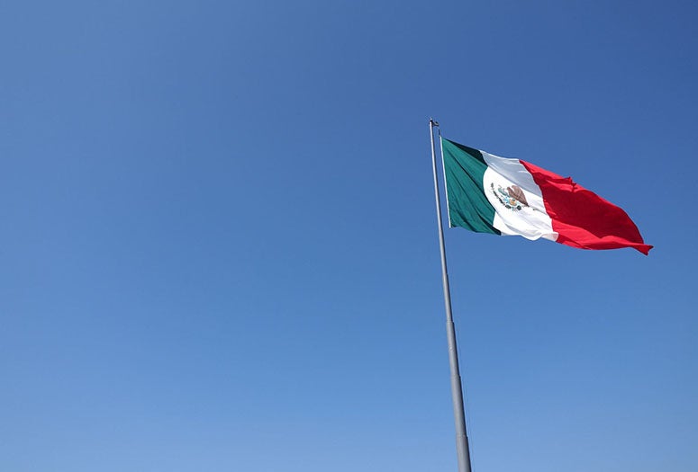 Mexican flag flying in the wind