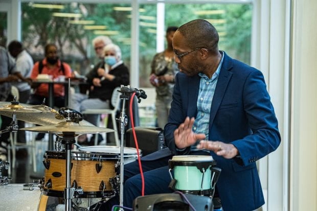 Jazz Musician playing the drums
