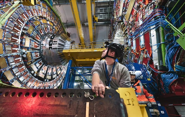Large Hadron Collider workman