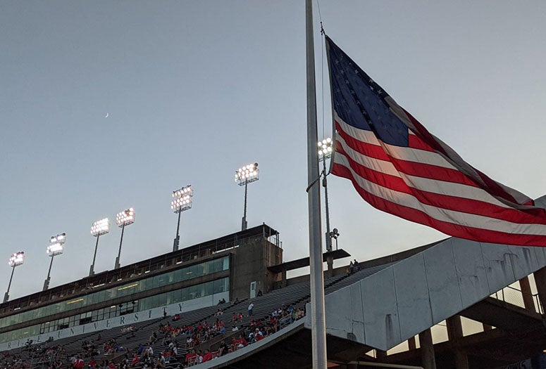 American flag at Rice Stadium