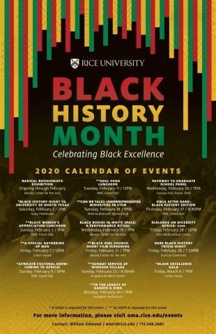 Click for a larger version to see all of this year's Black History Month events at Rice.