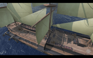 A video reconstruction of a 3D model of 18th-century French ship L’Aurore, before enslaved people were loaded aboard in Malembo, on the African coast in what is now Angola.