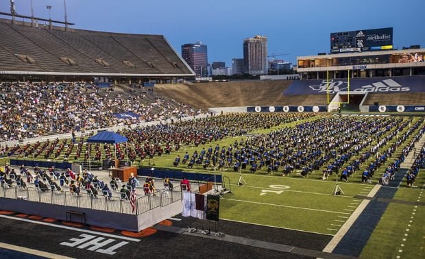 The Class of 2021 graduation marked the first time Rice Stadium has ever hosted commencement. (Photo by Tommy LaVergne)