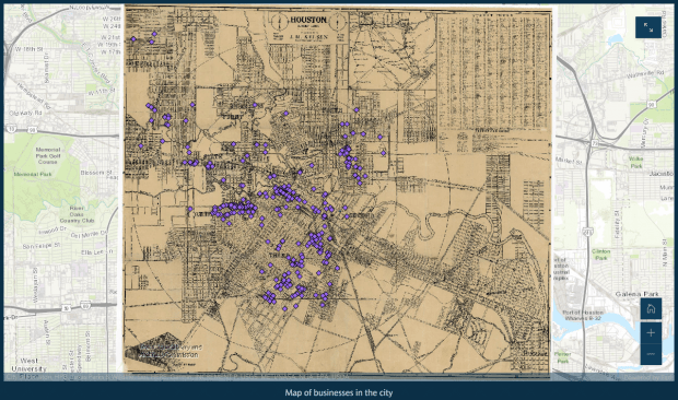 This screen shot shows Black-owned businesses throughout Houston in 1915.