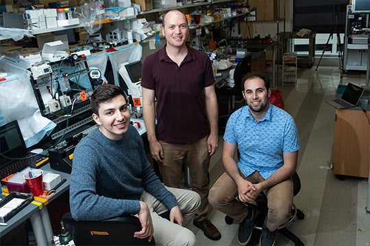 Rice University bioengineers (from left) Bagrat Grigoryan, Jordan Miller and Daniel Sazer