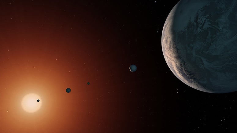 illustration showing what the TRAPPIST-1 system might look like