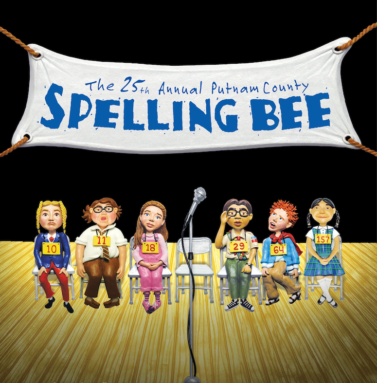 Poster of "The 25th Annual Putnam County Spelling Bee" showing spellers on stage.