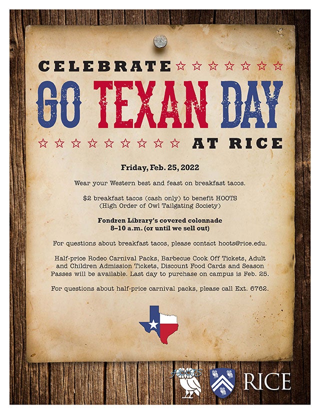 Go Texan Day set for Feb. 25 Rice News News and Media