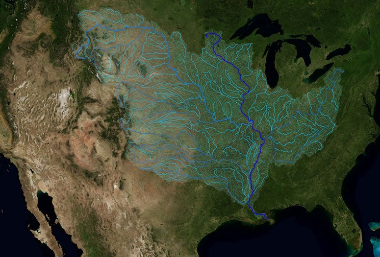map of the Mississippi River and its tributaries