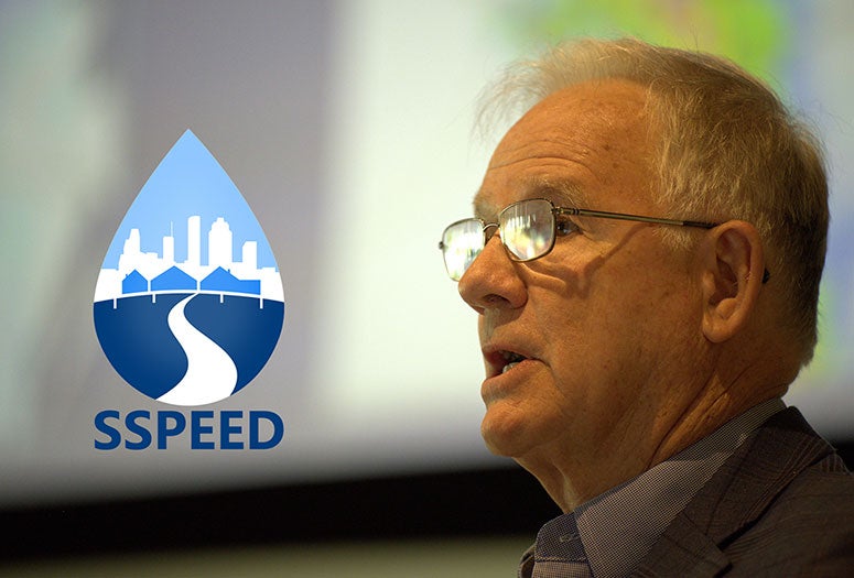 Phil Bedient speaking at SSPEED Center's post-Harvey conference April 28, 2022