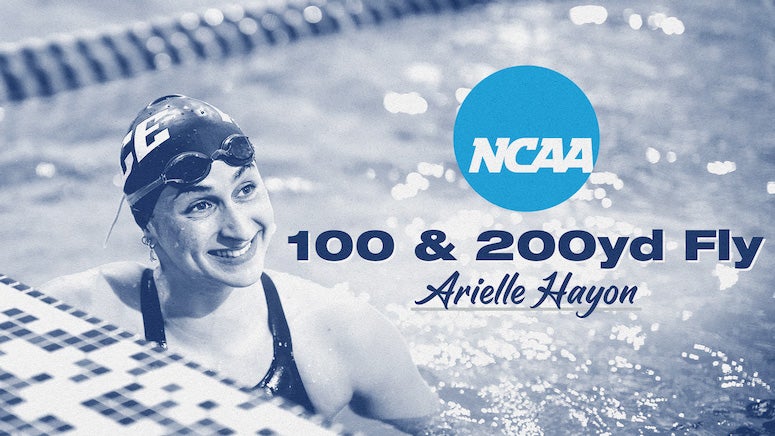 Arielle Hayon, who repeated as conference champion in both butterfly events this season has qualified for her second NCAA Swimming & Diving Championship in both the 100 and 200 butterfly events.