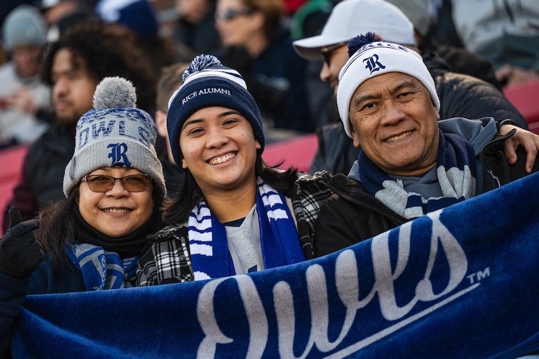 Owl fans and alumni showed up in full force Dec. 26 to cheer on the Rice football team as it squared off with Texas State University in the SERVPRO First Responder Bowl in Dallas.