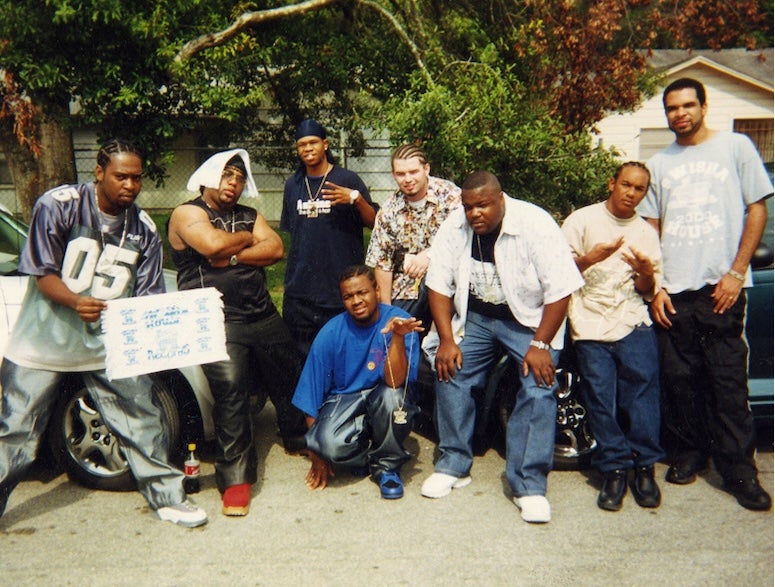 Lester Roy, Blindside, Chamillionaire, Archie Lee, Paul Wall, Michael "5000" Watts, Lil Ron, and Le Marcus. Image courtesy of Woodson Research Center, Fondren Library, Rice University.