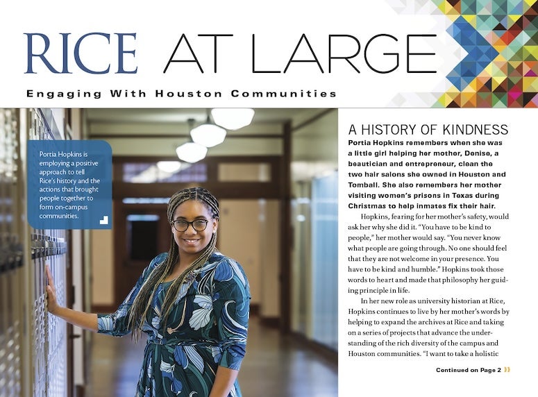 Rice At Large, the quarterly newsletter that showcases Rice University’s outreach programs, is now available online.