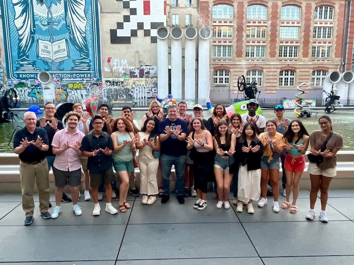 Rice sport management students in Paris.
