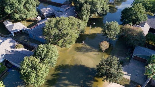 Aerial shot of Bear Creek during Hurricane Harvey