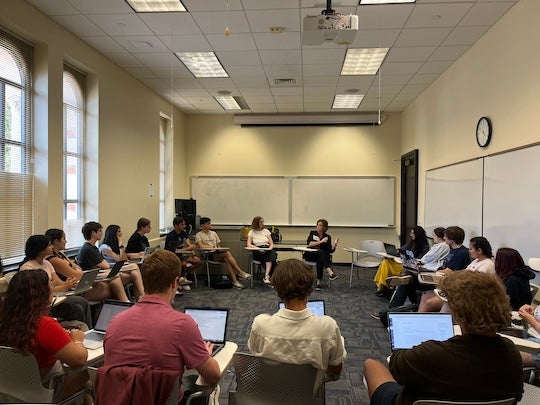 Ann Johnson speaks to Rice students