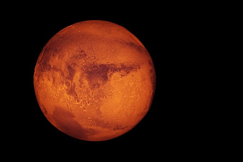 mars on black background