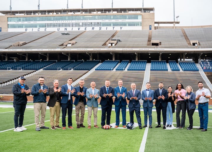 Rice University Athletics recently welcomed Matvii Bidnyi, Ukraine’s acting minister of youth and sports, along with a delegation of Ukrainian sports leaders to campus as part of their U.S. visit.
