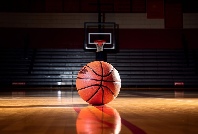 Basketball on court