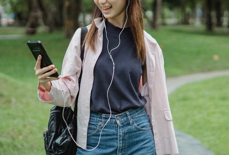 Student on phone