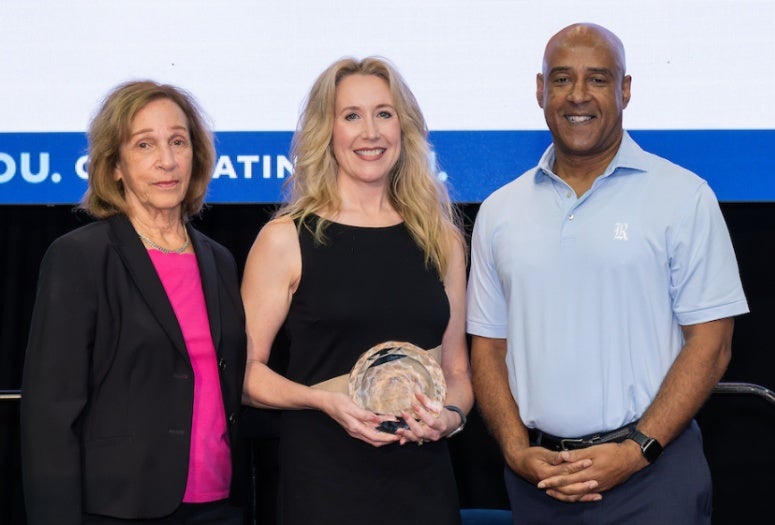 Elizabeth Gillis, Victoria Langlais and President DesRoches