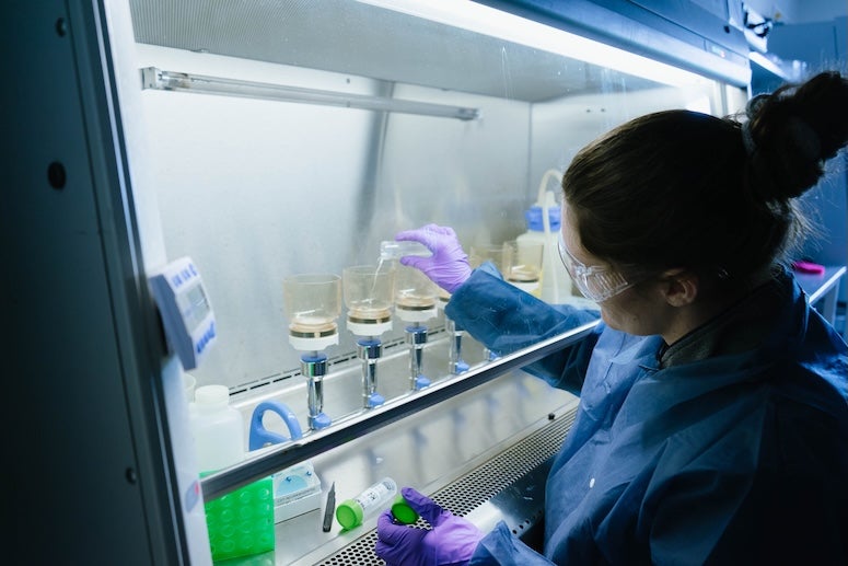 Wastewater testing in the lab. 