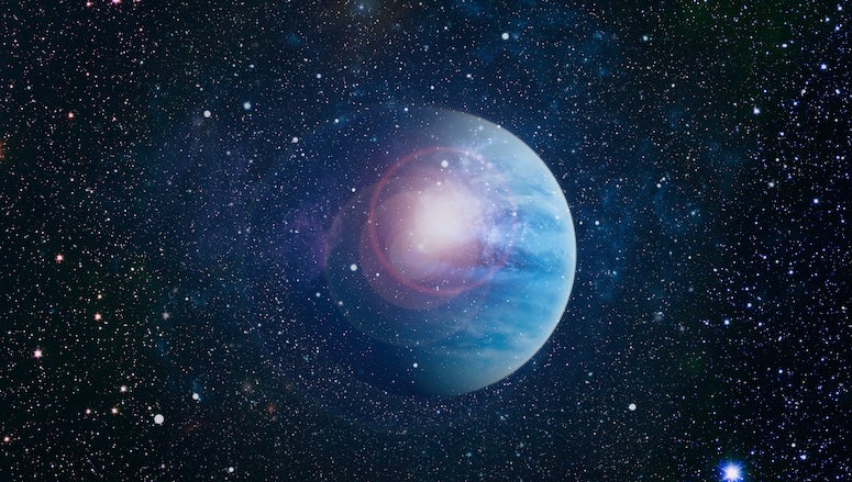 stock illustration of a distant planet