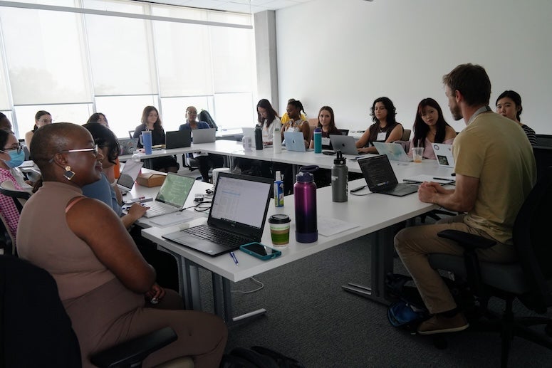 Graduate and prospective graduate students take part in a hands-on session during the STaRT@Rice program, which offered training in statistical methods, data visualization and other research tools.