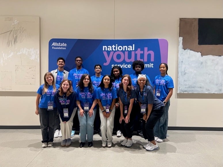 Rice University sophomore Saami Baig (back row, second from left) joins fellow participants at the Allstate Foundation National Youth Service Summit in Chicago.