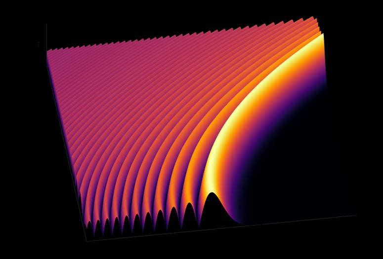 representation of curving beam against black background