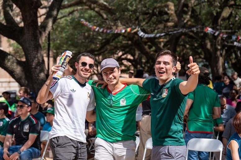 Attendees of Rice's watch party for the opening game of the 2026 FIFA World Cup on June 11.