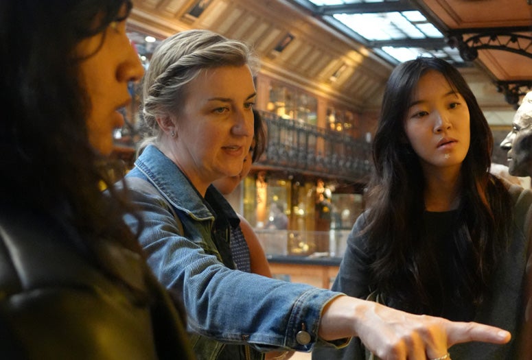 Professor Laura Kabiri with students at a medical history museum in Paris